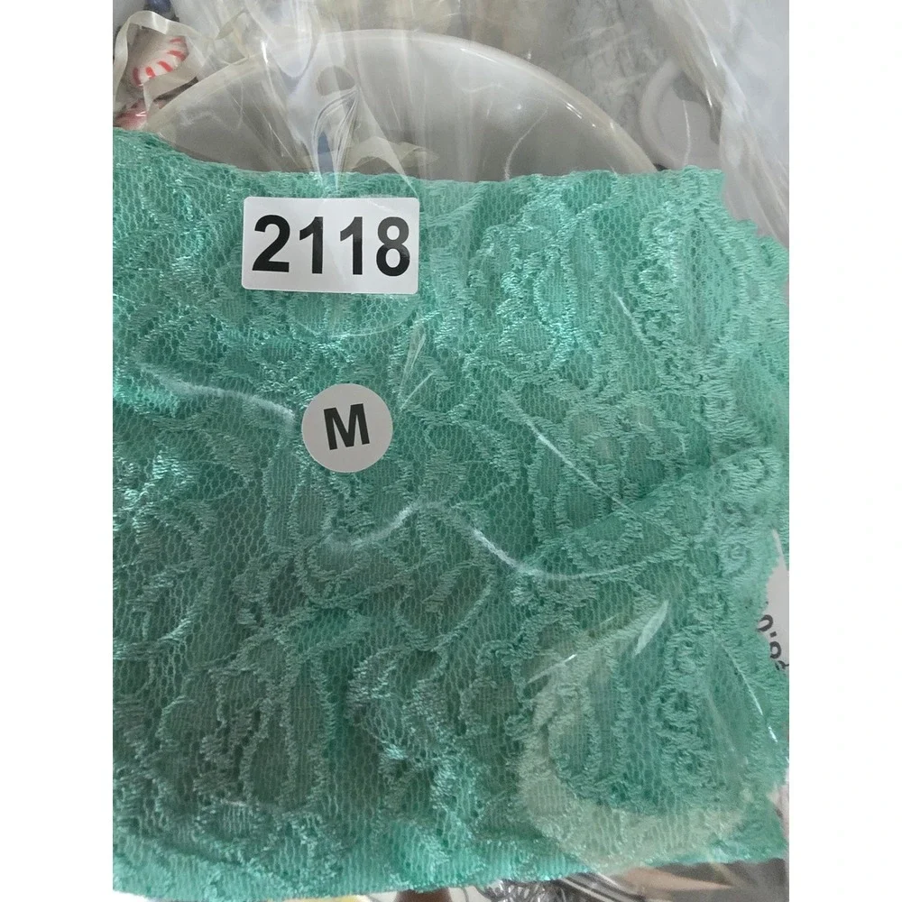 Bozzolo Women Mint Green Floral Lace Bandeau Strapless Tube Top Medium NWT